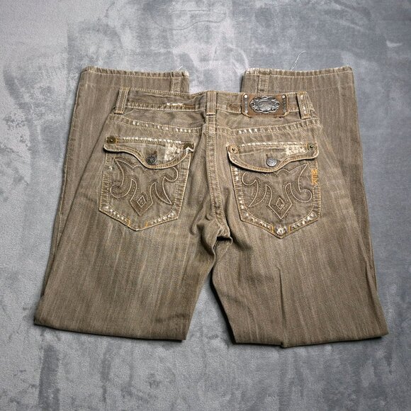 Mek Denim USA Mens Havana Jeans Distressed 32 Holes Wide Leg Relaxed Altered - Picture 2 of 10